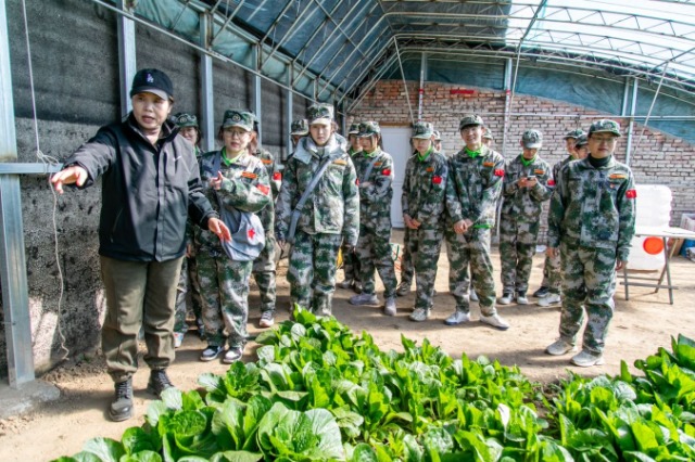 師生在第六埠村蔬菜大棚，了解蔬菜種植過程和常見病蟲害防治等知識。.jpg